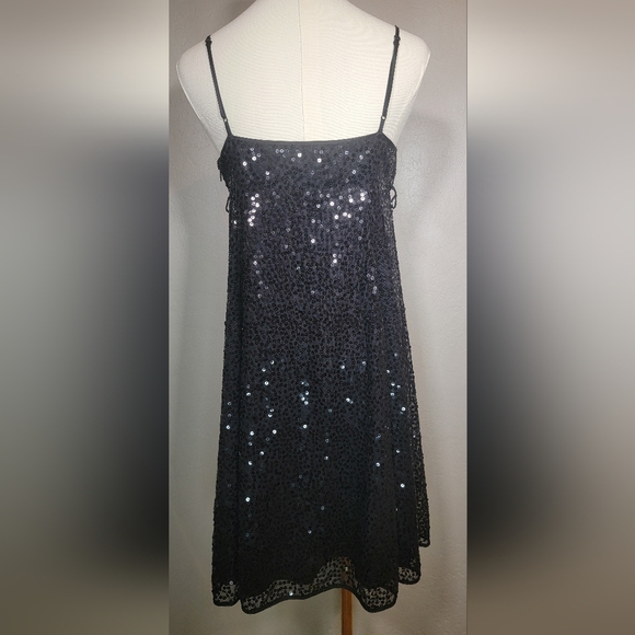 Betsey Johnson Black Sequin Baby Doll Evening Dress, Size 6 - Picture 3 of 6